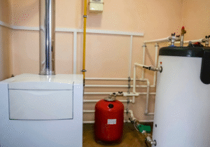 A modern traditional boiler setup in a loft.